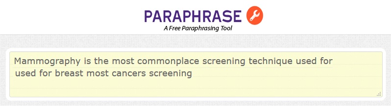 Screenshot from Paraphrase Tools online paraphraser