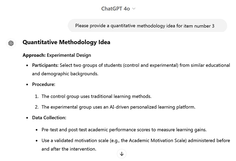 Quantitative Methodology Idea from ChatGPT